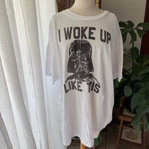 White‎ Graphic T-Shirt with Darth Vader Print Marvel I woke up like this